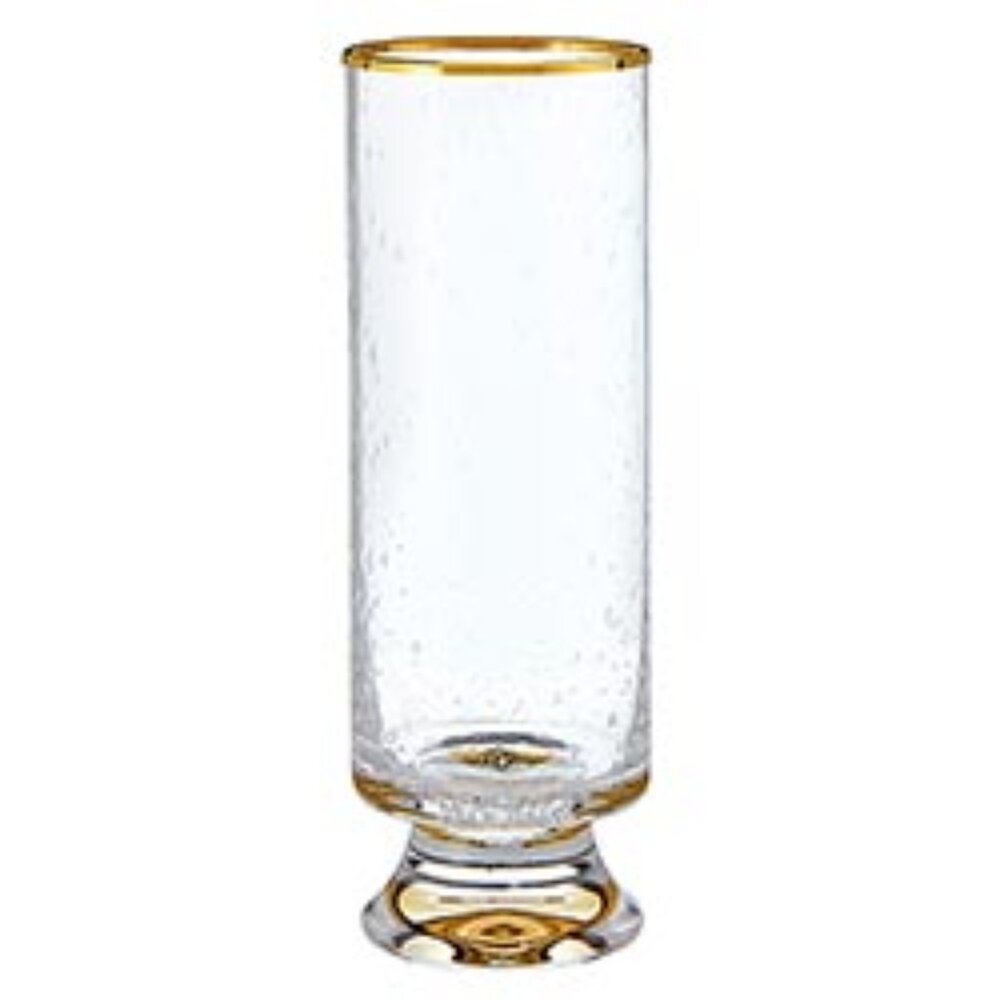 Gold Rimmed Champagne Seeded Glass ~ Set of Two